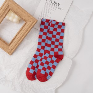 Colorful Checkerboard Transparent Non Slippery Fashion Friendly Products Grips Women Socks
