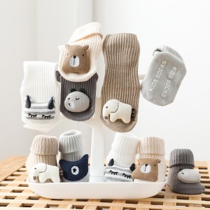 Sifot Wholesale Spring Soft Cotton Compression Newborn Long Socks 3D Cartoon Animal Non-slip Grip Baby Socks