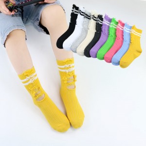 Wholesale White Socks Womens Manufacturer –  Sifot New style ripped beggar children’s tube socks, men and women baby long tube pile socks, trendy children’s socks –  Sifot
