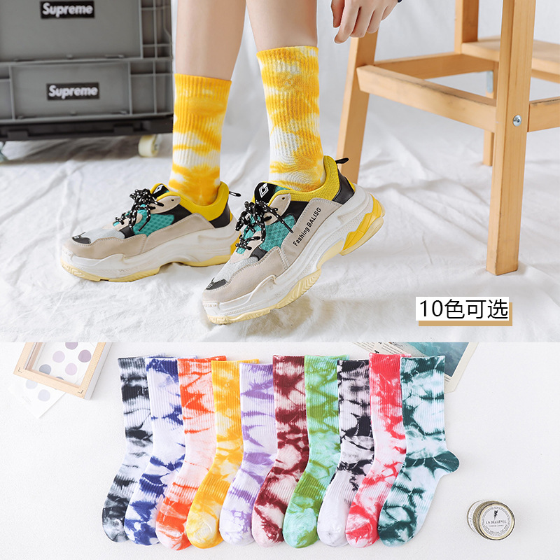 Tie-dye Colorful High Quality Custom Logo Athletic Unisex Cotton Sports Socks Featured Image