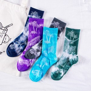 Yoga Socks For Women Suppliers –  Tie-dyed High Quality Unisex Women Or Men Athletic Copper Compression Socks – Sifot