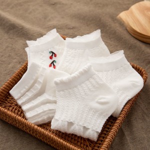 Short Breathable Mesh White Vestaile Solid Color Sweet Absorbing Ins Style Lace Low Top Boat Socks