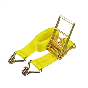 4 Inch 30′ Yellow Ratchet Tie Down Strap Waya Hooks / J ìkọ