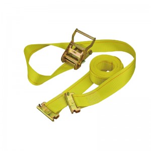 2 Inch 12 Feet Yellow E Track Ratchet Straps With Spring E-Fittings