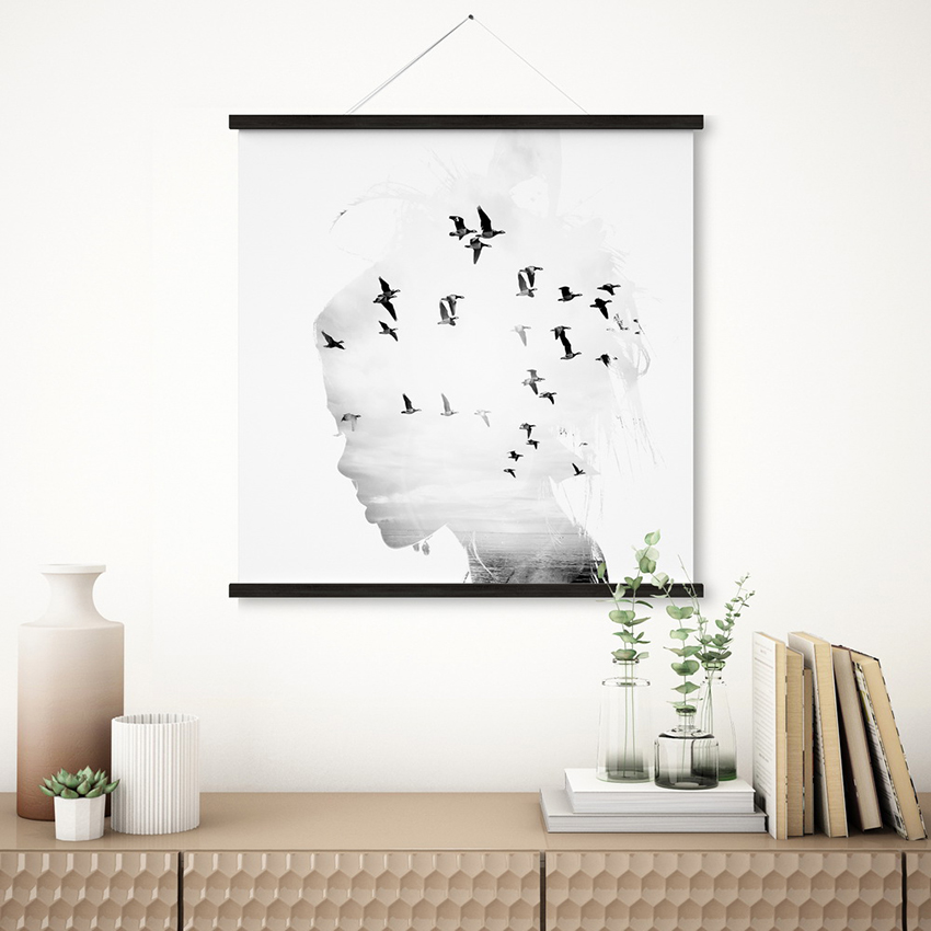 Female Silhouette Scroll Canvas Painting