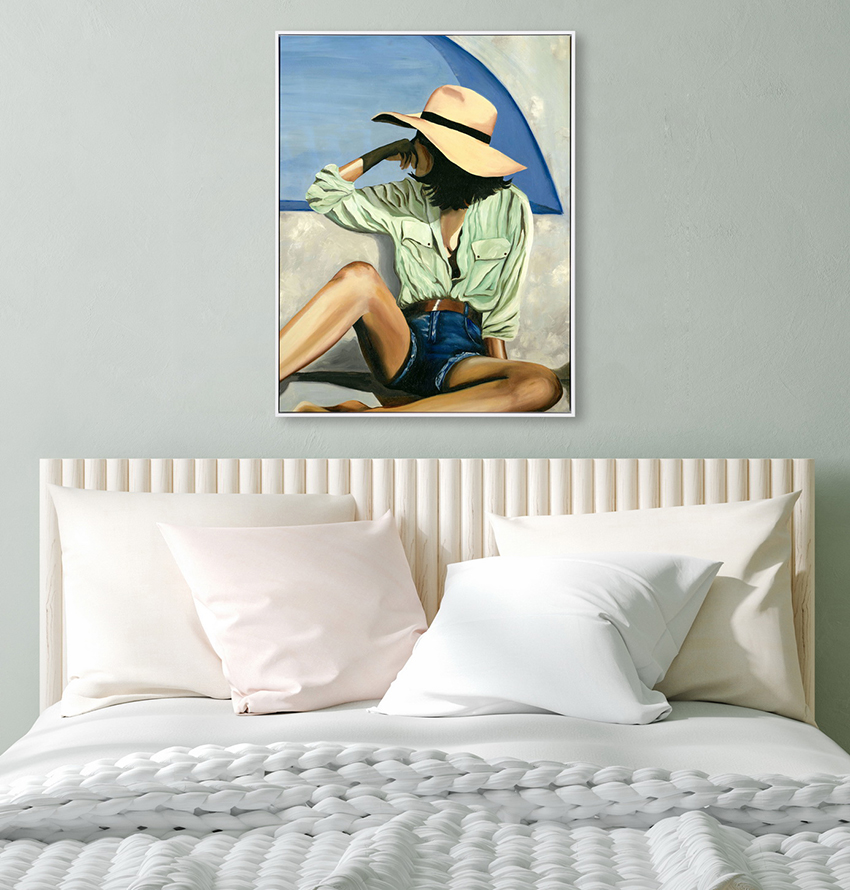 Factory wholesale Pink Abstract Wall Art - Framed dreaming woman oil painting – Jane Waytt