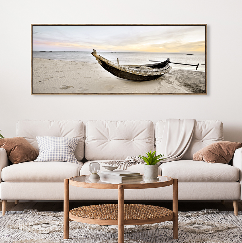 Wholesale Price Wall Drawing Decoration - Long Banner Beach Landscape Framed Canvas Wall Art – Jane Waytt detail pictures