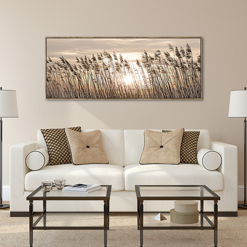 Framed Canvas Long Banner Sunrise Landscape Decorative Painting Featured Image