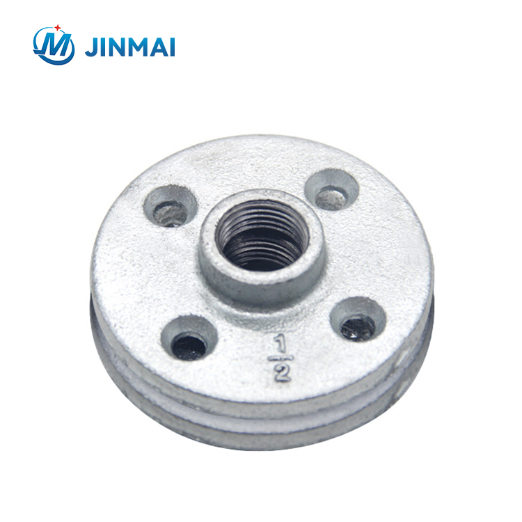 Factory Supply Cast Malleable Iron Pipe Fitting Round Floor Flanges With 4 Bolt Holes For Pipe Connection