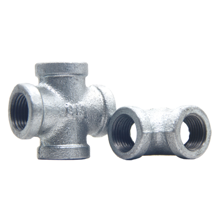 JINMAI 1/8”-6” galvanized malleable iron CROSS pipe fitting plumbing pipe tube connector in water gas steam system