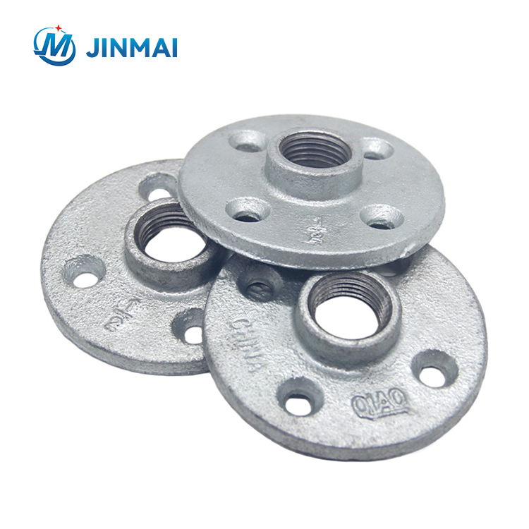 Hot dipped galvanized flange malleable iron pipe fittings 3/4” 1-1/4” equal 4 holes gi flange for connecting pipe