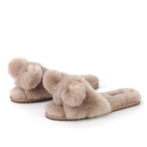 Fashion Fluffy Furry Real Fur Sheep Wool Sheepskin Slippers
