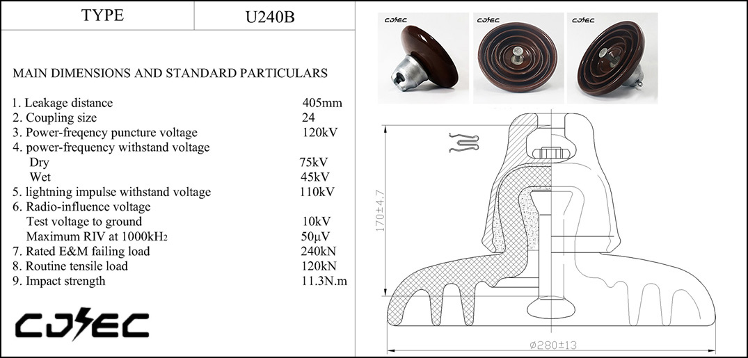 240kn U240B Disc Suspension Porcelain Insulator (13)