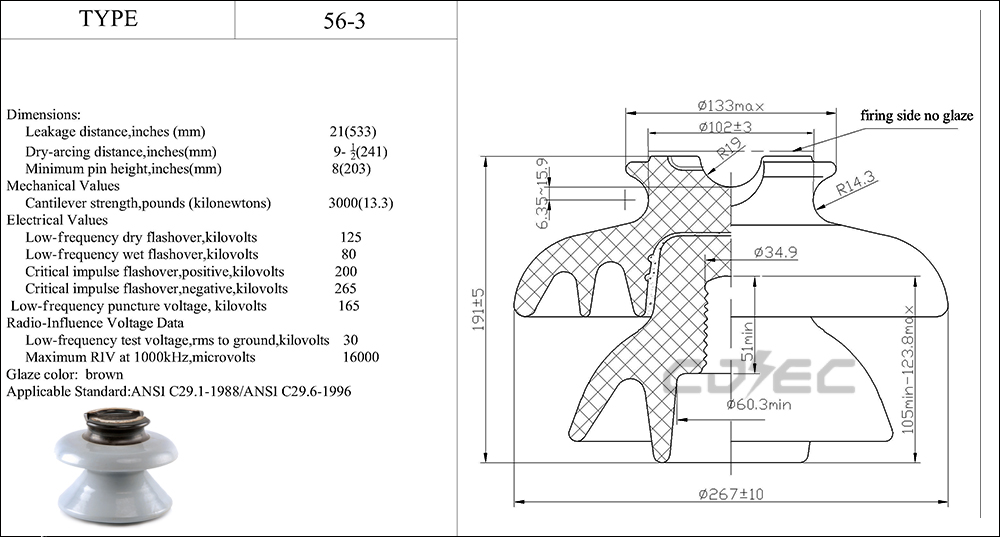 34.5kv 13.6kn ANSI 56-3 High voltage Pin Type Porcelain Insulator (7)