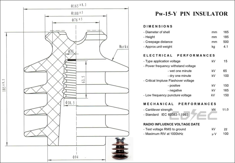 PW-15-Y High Voltage Pin Type Porcelain Insulators (11)