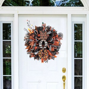 BOO simulation wreath Halloween front door window ghost festival scene decoration props wreath