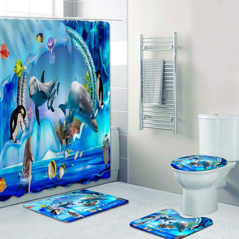Bathroom Liner Waterproof Digital Printing Shower Curtain Set01