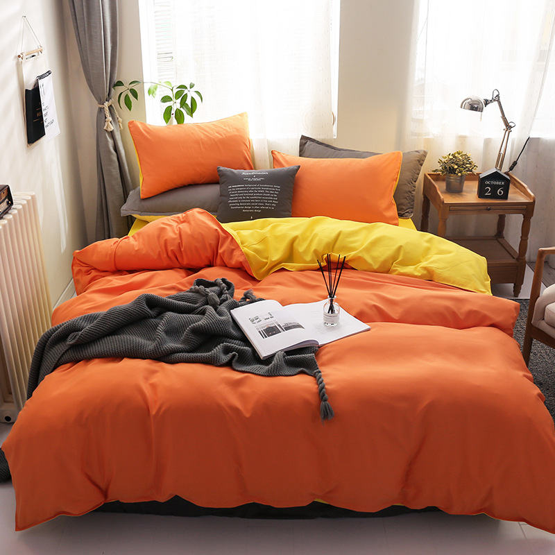 Bedding hot selling solid color double-sided four-piece set