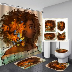 Custom 3D Digitally Printed Bathroom Waterproof Curtain Set