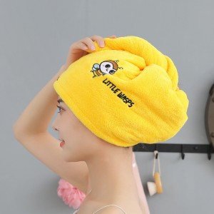 Dry Hair Cap Embroidery Soft Wipe Quick Dry Shower Cap Dry Hair Towel Wrap Turban