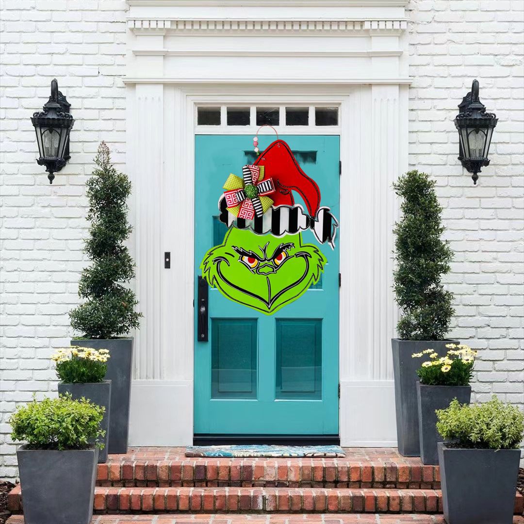 Green Monster Wooden Ornament Christmas The Grinch Wreath