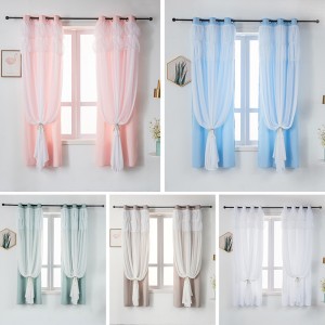 Cloth and yarn integrated double curtain blackout princess curtain