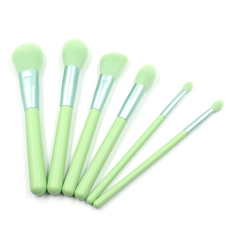 Wholesale Super Quality 6 pcs Green Long Cosmetics Beauty Tools Makeup Brushes Private Label