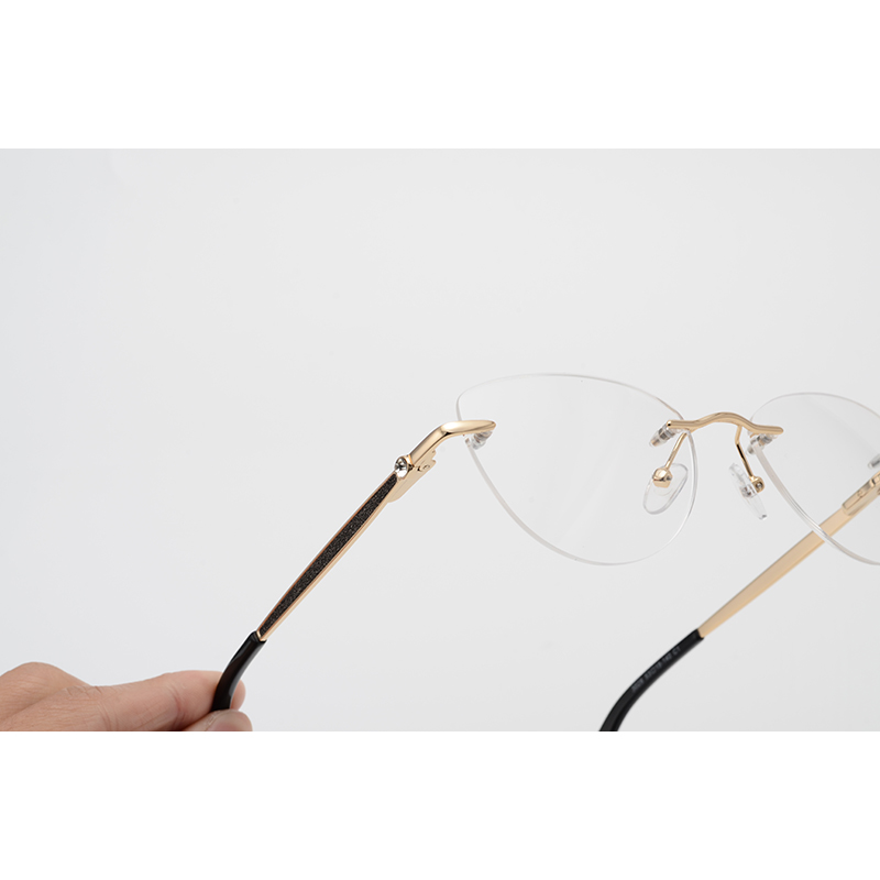 China Cheap price Designer Opticals – 2022 3028 modern metal frame ladies eyewear rimless  metal frame light elegant shiny color metal optical frame-cc – Joysee detail pictures