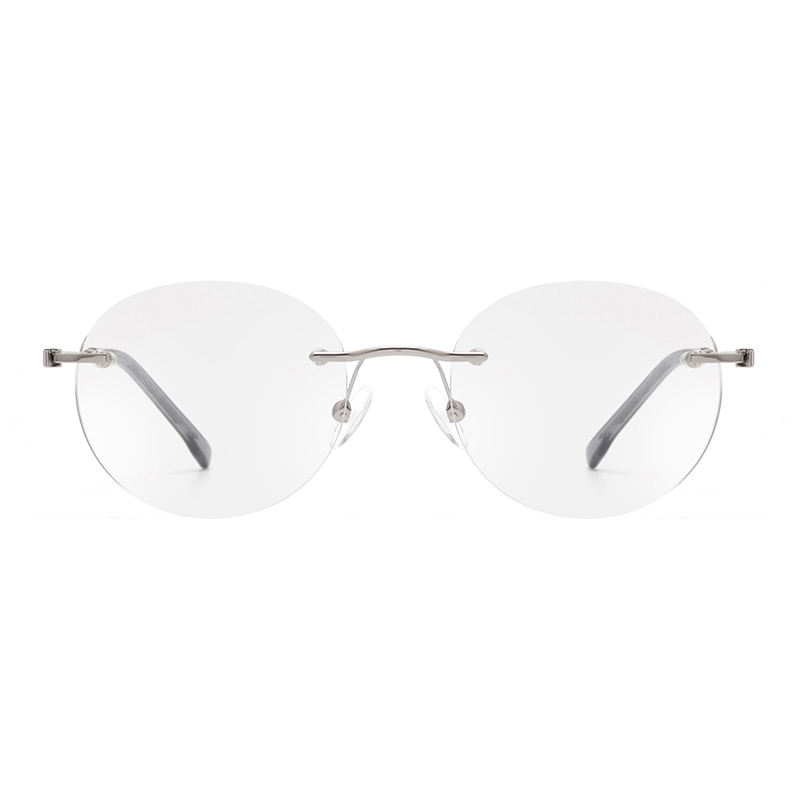 Joysee 2021 3021 High quality Metal round rimless optical eyewear anti blue light myopia eyeglasses frames unisex glasses frame wholesale Featured Image