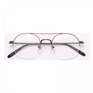 Joysee 2021 4259 Retro Charm Semi-rimless  Round Double Beams  Metal  Optical Eyeglasses
