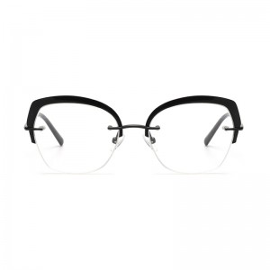 Joysee 2021 3017 Stylish unique half frame Acetate eyeglasses Wholesale Optical Eyewear