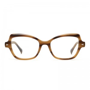 Joysee 2022 1691 New Trendy Luxury Eyewear Butterfly Shape Stripe Brown Acetate Frame Optical Eyeglasses Frames G