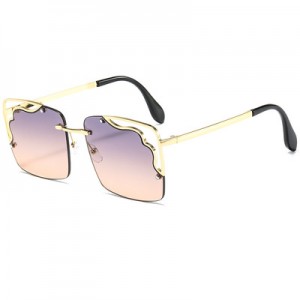 Joysee 2021 2906 New Square Unisex Versatile Hollow Design Colorful Lenses Metal Frame Sunglasses