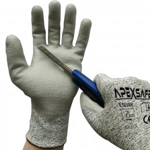 Cut Resistant PU Coated 13 guage cut C seamless liner work gloves