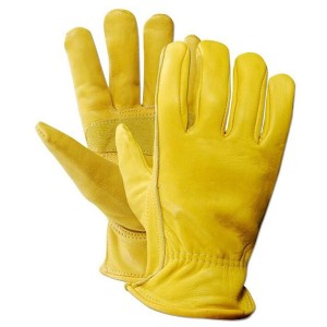 Cow Grain Leather Work and Driver Gloves with Cow Split Leather Palm Patch