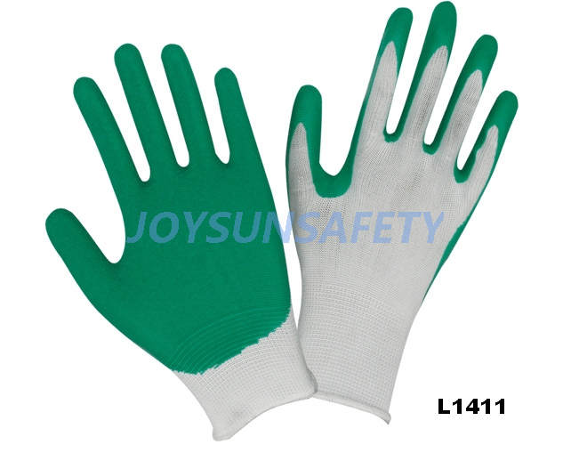 L1411 latex coated gloves 13 gauge nylon liner