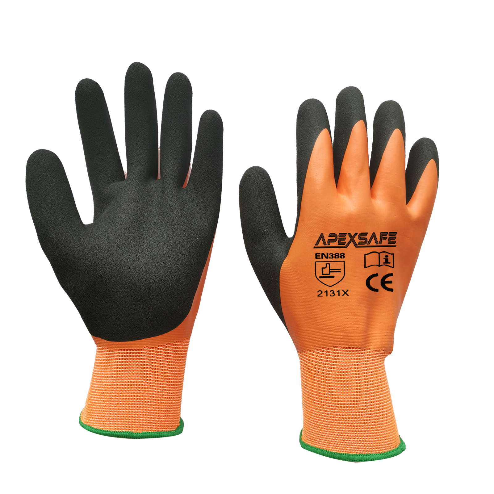 Waterproof Double-Coated/Dipped Natural Latex Rubber Work Gloves 15-Gauge Seamless Nylon Featured Image