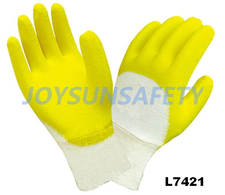 L7421 latex coated gloves