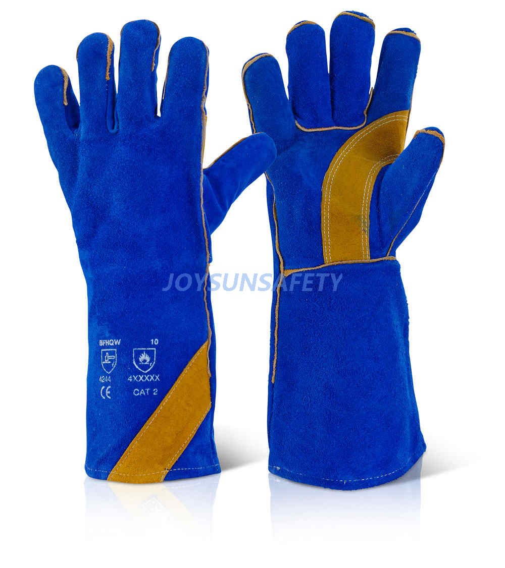 WCBB07 blue welding leather gloves reinforced palm Featured Image