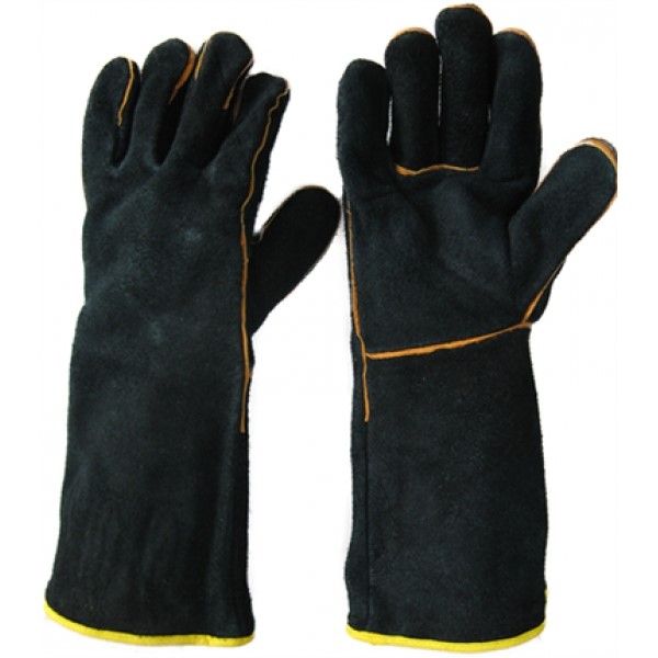 black long leather fire and heat Resistant safety glove Featured Image