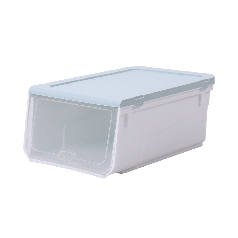 Stackable folding plastic transparent storage shoe box