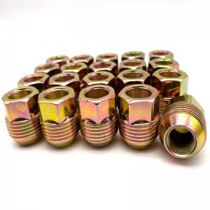 Wholesale external screw inner nut surface yellow gold M14x1.5 pinaagi sa hole nut 98-0019