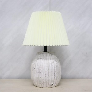 Ceramic table lamp with two ears and linen