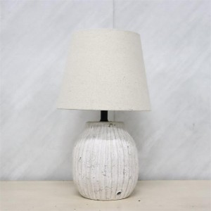 Ceramic table lamp with double ear linen horizontal compartment