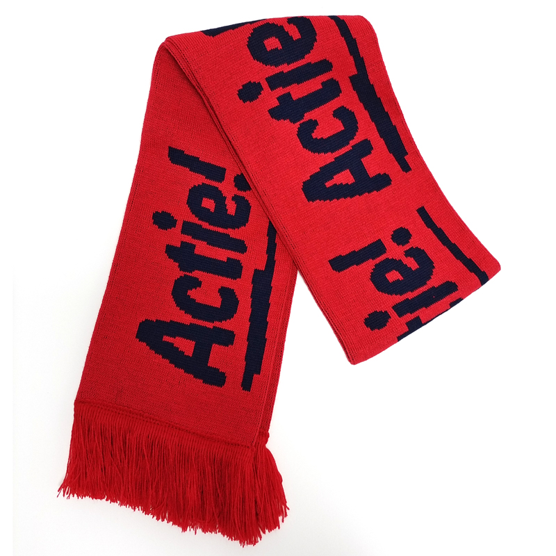 customized logo jacquard pattern soccer fan sport football winter scarf