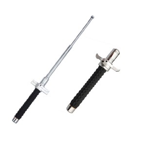 Hilt style handle expandable baton with rubber grip
