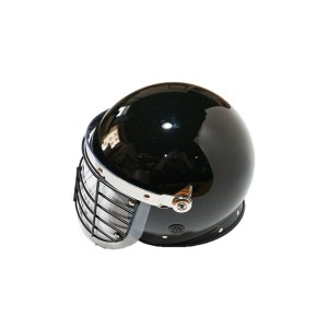 Riot duty helmet with steel grid face shield