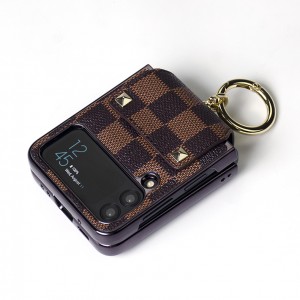 Z Flip 4 PU Leather Phone Case with ring