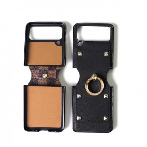 Z Flip 4 PU Leather Phone Case with ring