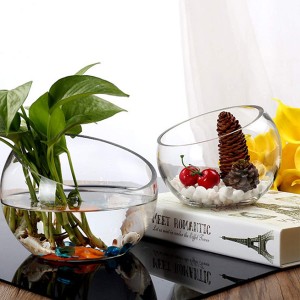 Clear Glass Bowl Glass Slant Cut Bubble Bowl for fruit and Vegetable